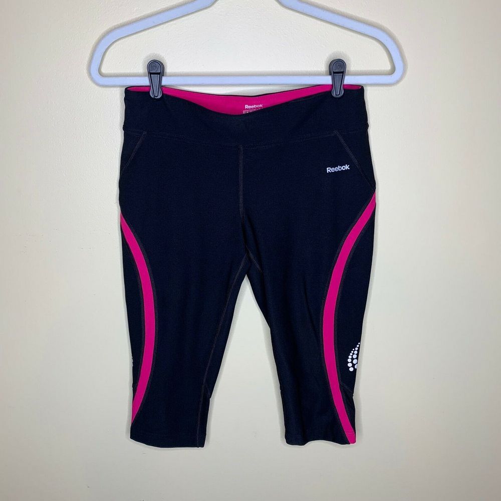 Reebok Womens Athletic Pants Size Medium Black Yoga Athleisure Cropped